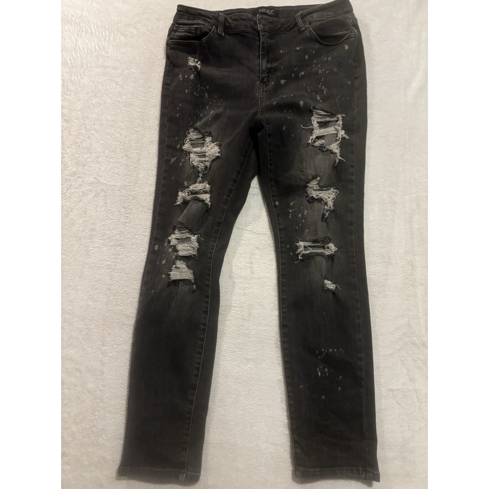 Judy Blue Jeans Womens 13/31 Black Boyfriend Fit Distressed Paint Splatter Holes